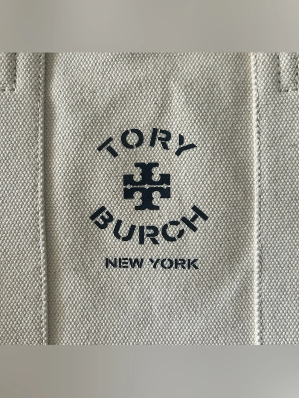 Tory Burch Cream Canvas Tote with Logo NEW